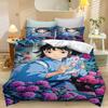 Set Biancheria da Letto La Città Incantata, Copripiumino Carino con Stampa Anime con Federe, Biancheria da Letto Morbida in Microfibra per Camera da Letto dei Bambini Decorazioni per la Casa