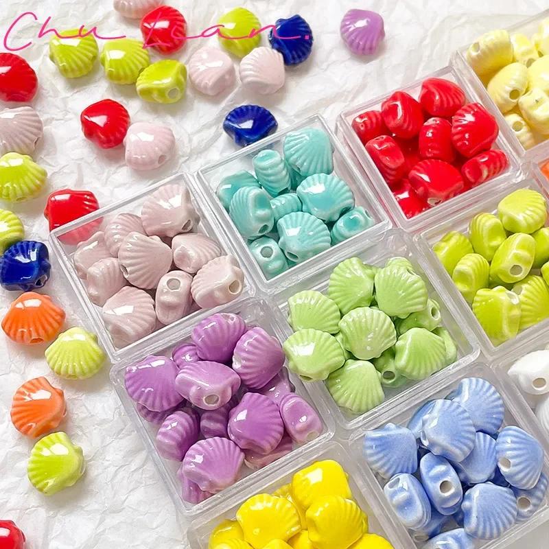 

Z33 10pcs 10x12mm Shell Shaped Ceramic New Beads Multicolor Exquisite DIY Handmade Necklace Bracelet Jewelry Trend Accessories 12mmx10mm(10pcs)