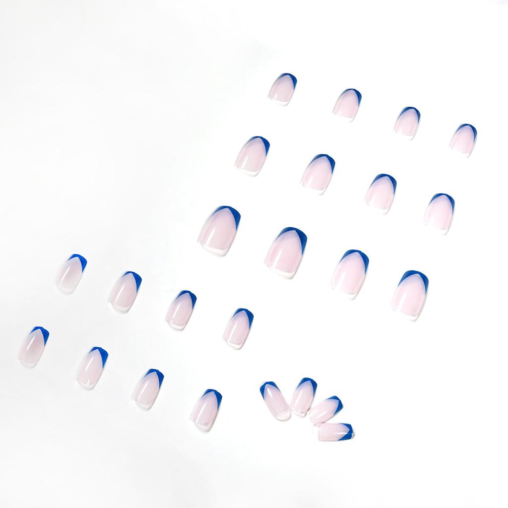 Transparent small v blue French wearing nail art finished fake nail nail art patch nail patch removable nail piece