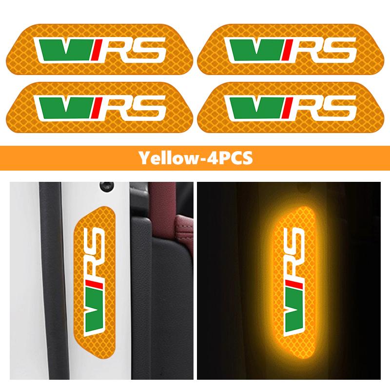 AAFO1 For Skoda Night Reflective Car Door Sticker Safety Warning Reflector Tape Decal Accessories S Kodiaq Octavia 2 3 Yeti Karoq