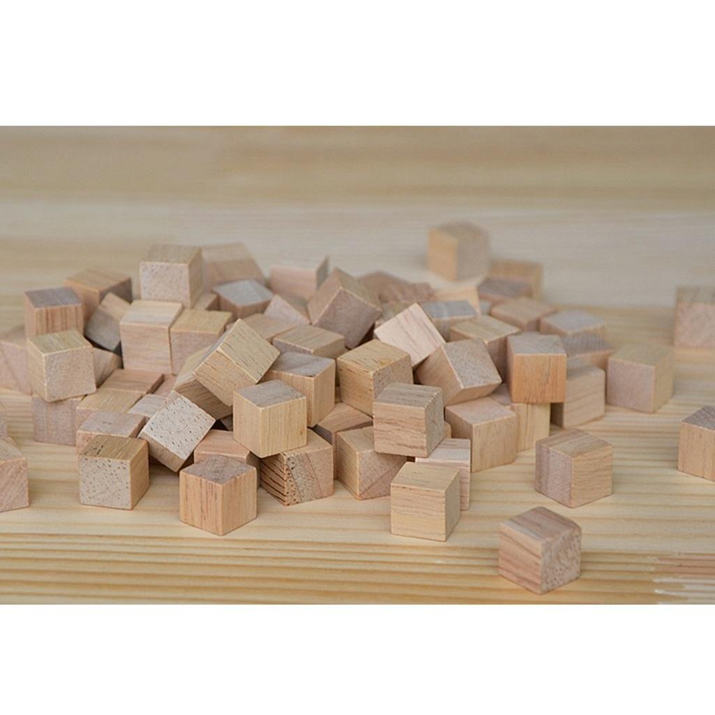 100pcs 10mm Wooden Cubes Unfinished Square Cubes Wood Blocks for Math Making Craft DIY Projects Gift