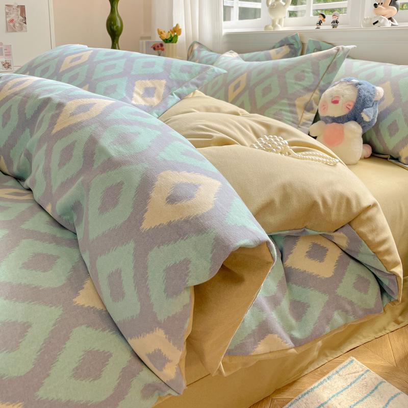 Category A 100% Cotton Brushed Four-Piece Bedding Set, Duvet Cover, Pure Cotton, Spring and Autumn Thickened Bedding