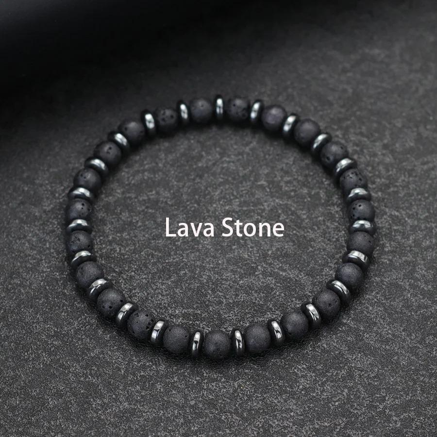 New Handmade Man Stone Bracelet With Birthstone 6mm Tiger Eyes Lava Hematite Healing Braslet Boyfriend Wrist Accessories Joias