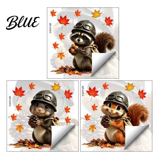 Easy to Apply Raccoon Animal Fall Stickers Window Glass Decals Cute Squirrel Decal Maple Leaf Outdoor Art Clings Autumn