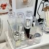 Transparent Trapezoid Cosmetic Organizer Storage Box with Divided Compartments for Bathroom Vanity Desk Countertop