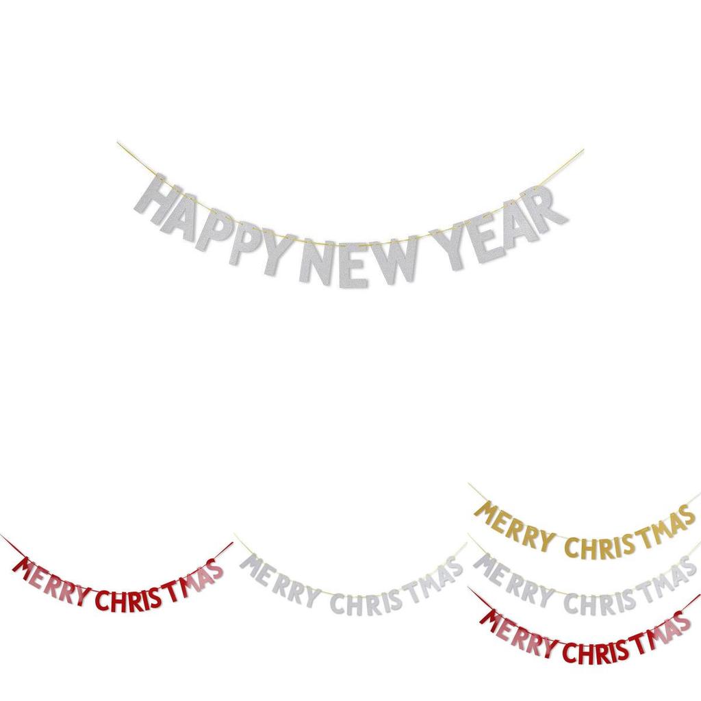 Reusable Merry Christmas Happy New Year Banner For Party Home Decoration