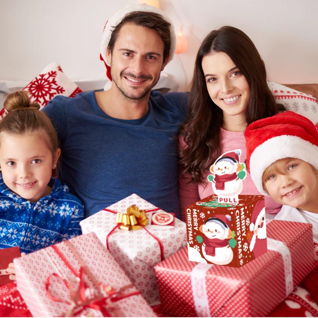 Snowman Pattern Cartoon Red Gift Box Christmas Decoration Prop Atmosphere