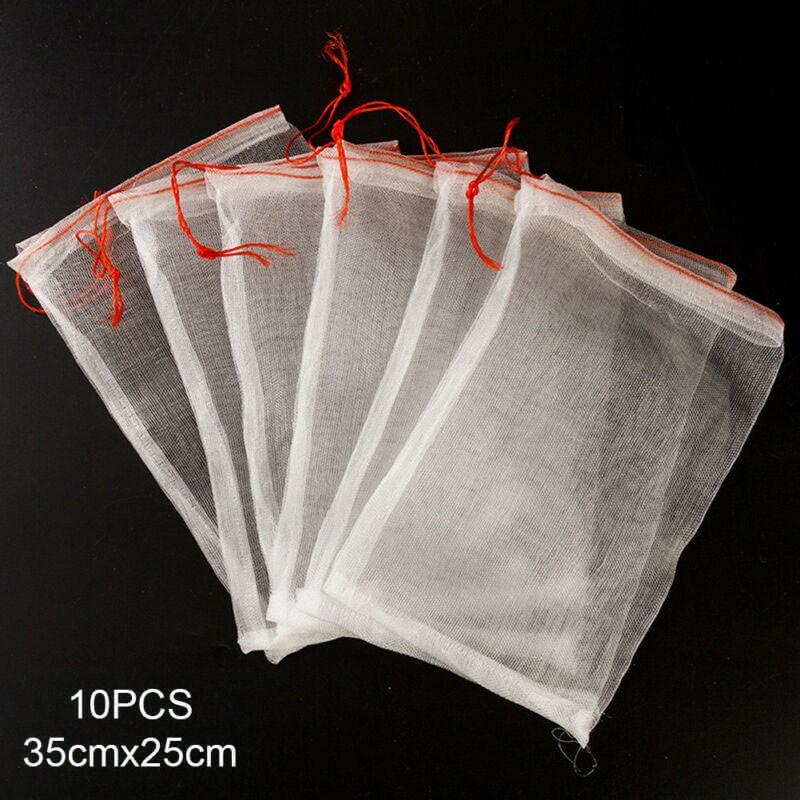 Reusable Drawstring Mesh Bags for Fruit Vegetable and Toy Storage Set of 10
