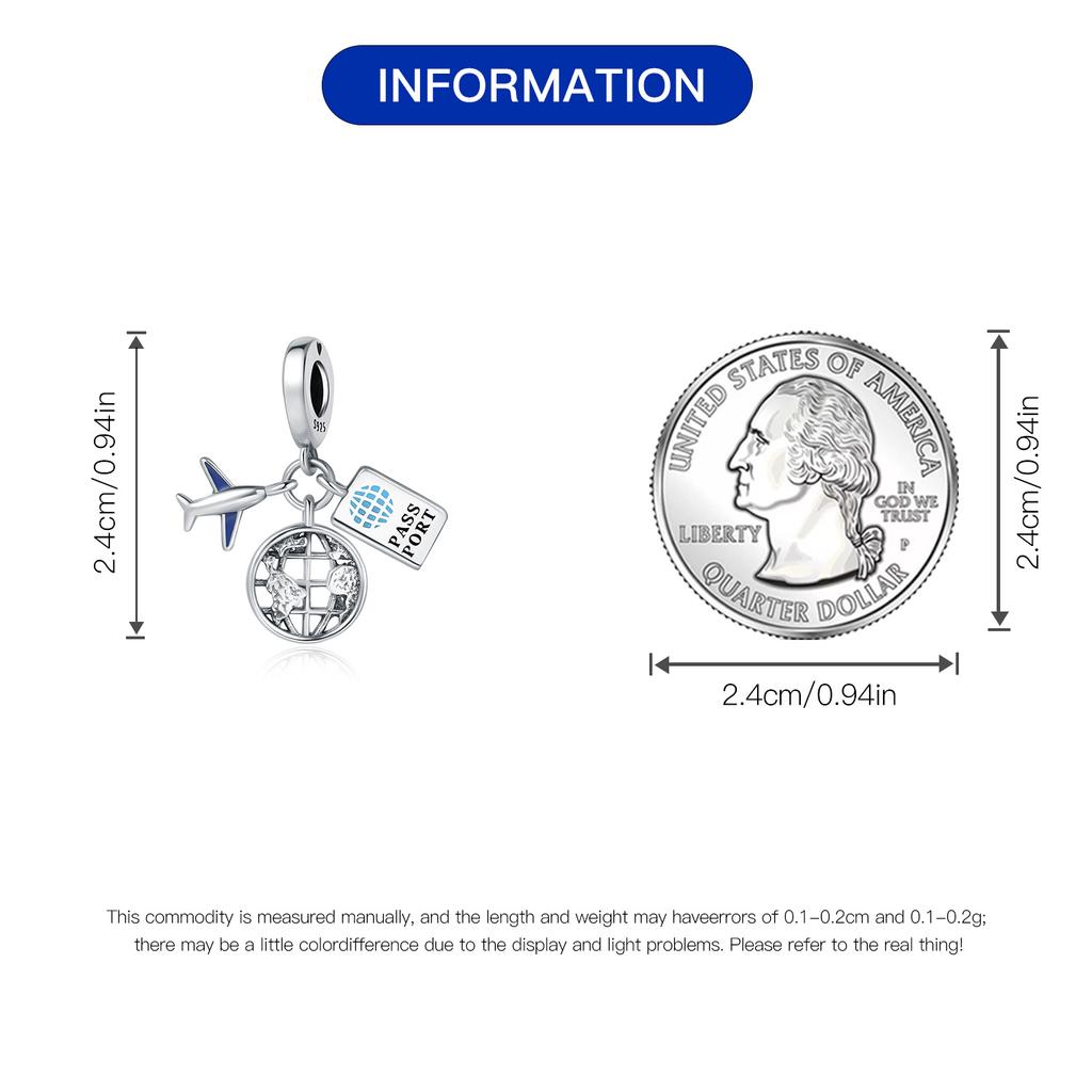 Authentischer Kupfer Charm Anhänger Charms Luxus Flugzeug Reisepass Erde Anhänger Perlen Charms Kompatibel Mit Armbändern Diy Frauen Herstellung Zartes Geschenk