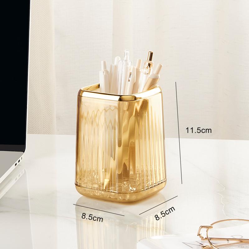 

Transparent Plastic Pen Holder & Desk Organizer for Stationery, Makeup Brushes, or Lipstick