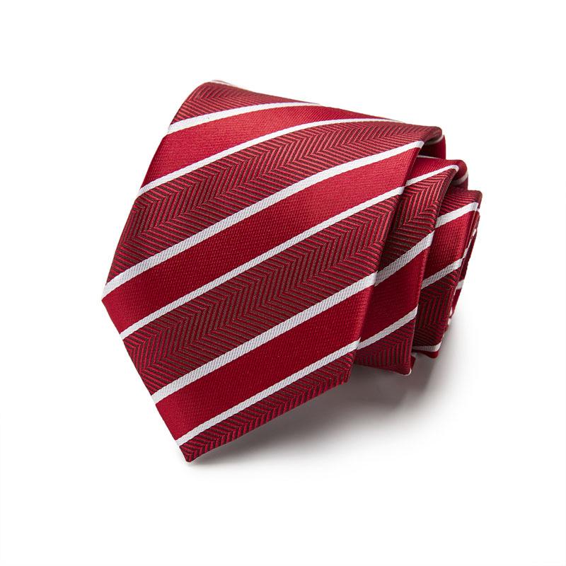 Men's 7.5cm Jacquard Polyester Striped Tie for Formal Business or Interviews