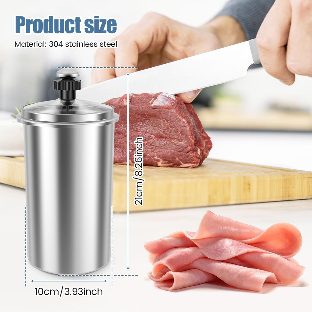 Deli Meat Press Mold Stainless Steel Meat Press Cooker with Thermometer Kitchen Homemade Healthy Ham for Home and Commercial Use