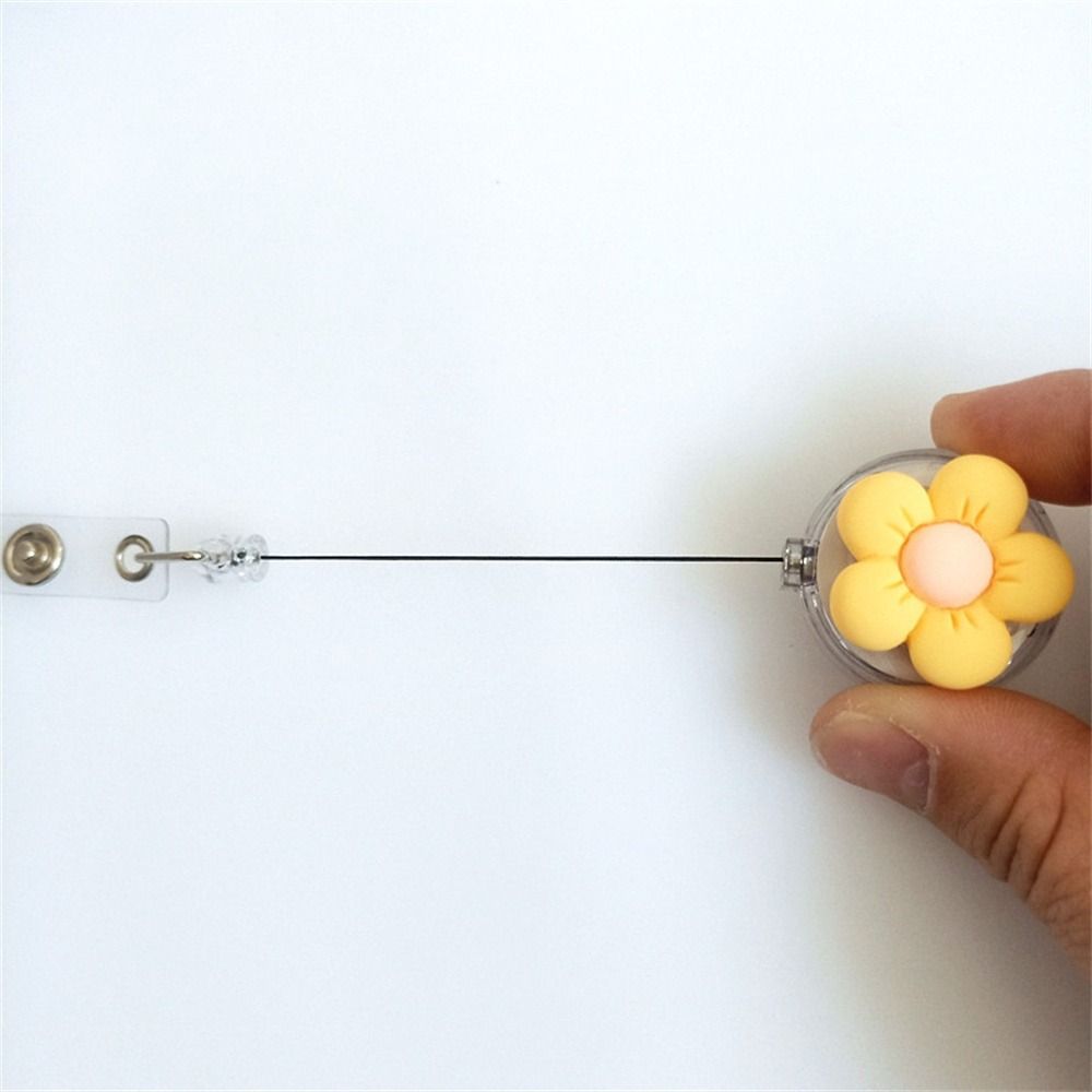 Cartoon Flora Flower Badge Holder Name Tag Easy Pull Buckle  Office School Supplies