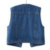 Round-neck Casual Women's Denim Vest Top with No Sleeves and Short Style, Casual Retro Fitted and Stylish Blazer