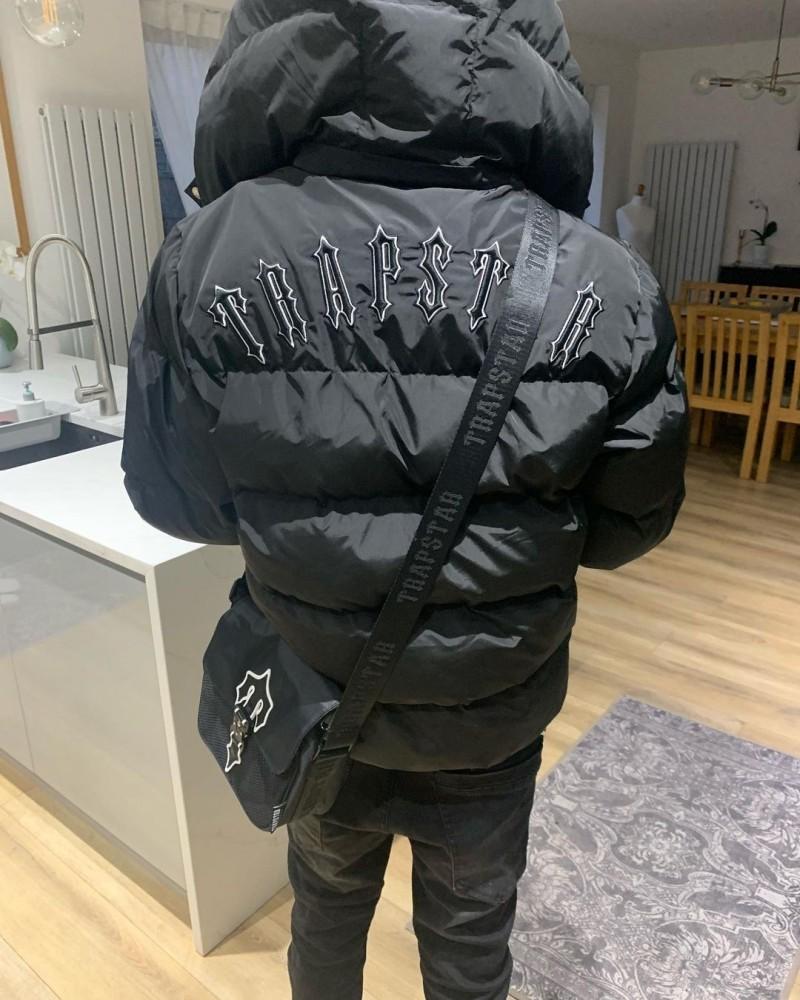 Chaqueta cálida de plumón con cremallera bordada con letras y etiqueta pequeña y cuello alto retro para parejas