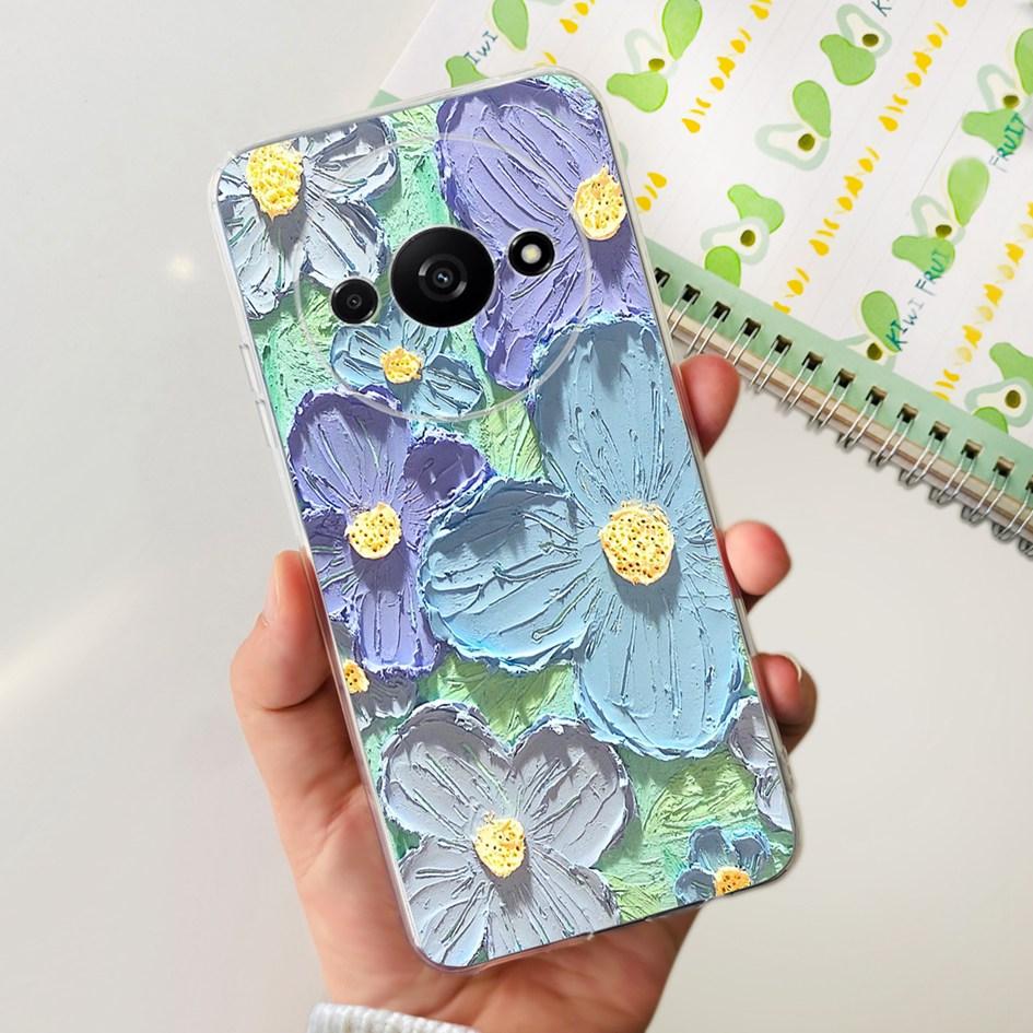 For Funda Xiaomi Redmi A3 Case 2024 Fashion Flower Transparent Silicone Soft TPU Phone Case For Xiomi Redmi A3 RedmiA3 4G Covers