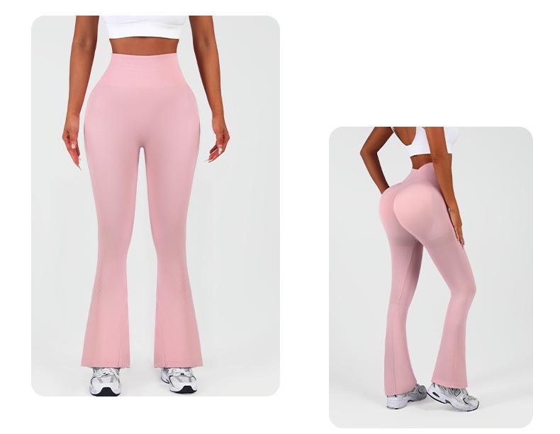 Solid Color High Waist Yoga Leggings - Slim Fit, Flared, Body Shaping, Quick Dry, Casual Fitness Sports Pants