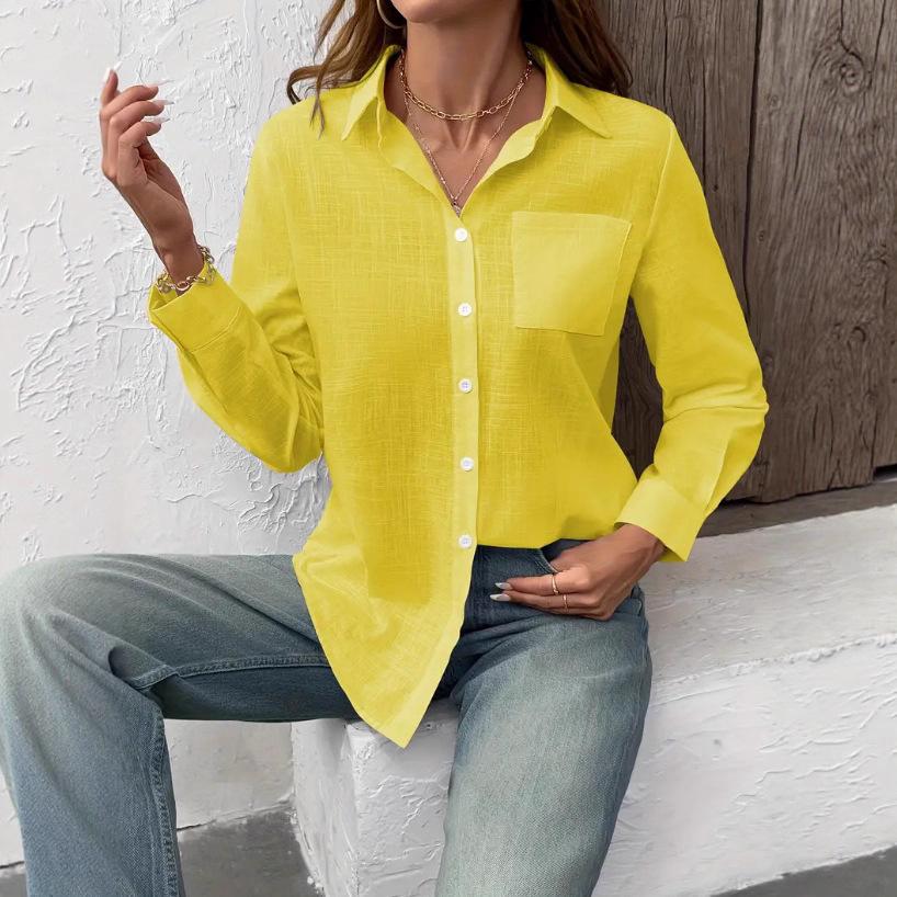 2025 Autumn Women's Casual Long Sleeve Pocket Shirt