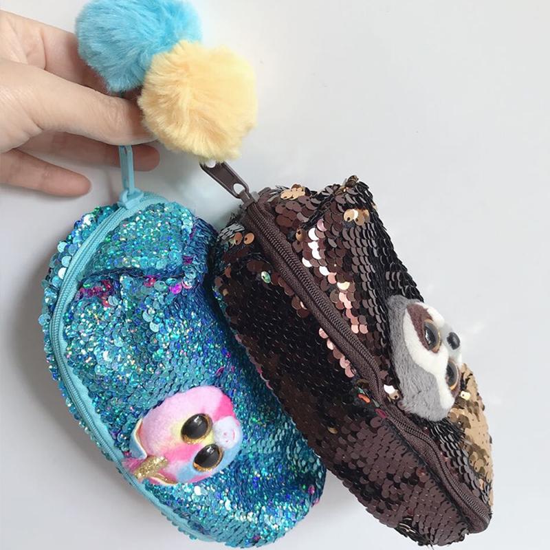 20cm Flippables Cekiny Modny Piórnik Etui Duże Oczy Urocza Lalka Zwierzęca Jednorożec Leopard Panda Kot Szkoła Leniwiec Prezenty