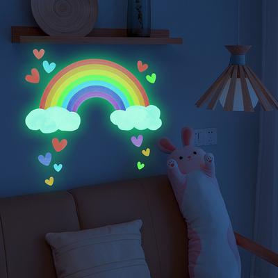 Glow-In-The-Dark Rainbow Cloud Love Wall Sticker Glow-In-The-Dark Living Room Sticker Self-Adhesive Decorative Wall Sticker