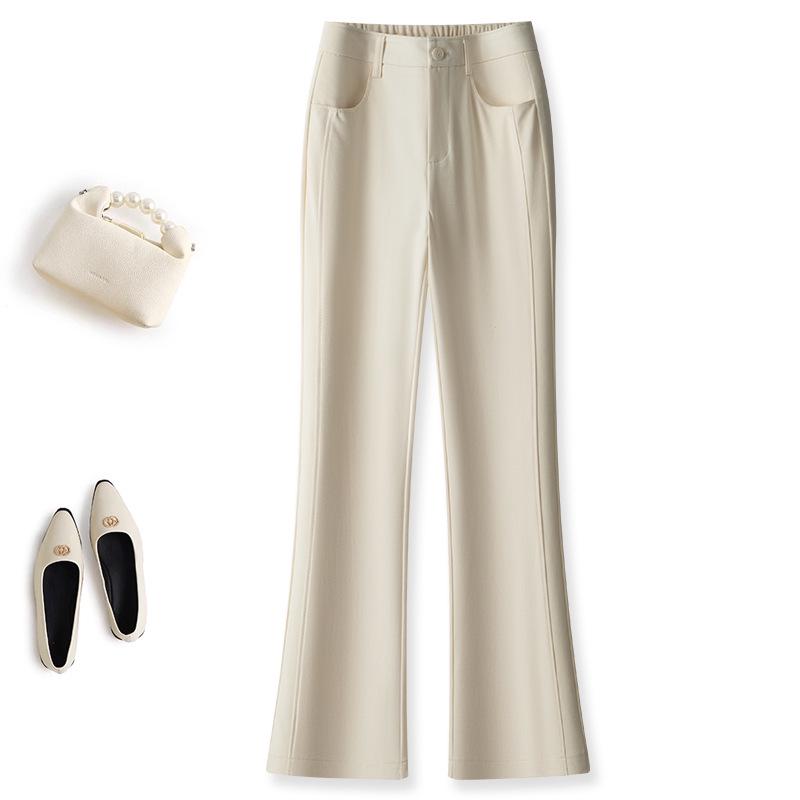 Spring 2026 Women s Casual Drapey Micro-Flare Elastic Pants Small