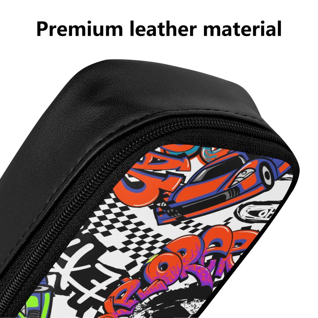 Portable Leather Pencil Case with Elastic Slots and Inner Mesh Pocket for Study Work and Travel