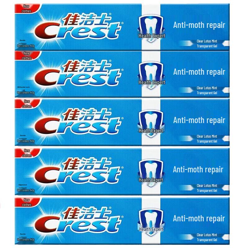 Crest Anti-Cavity & Stain Removal Toothpaste, Clear Lotus Mint, 5 x 140g