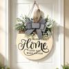 Wooden Welcome Sign with Flower and Bow for Courtyard Door