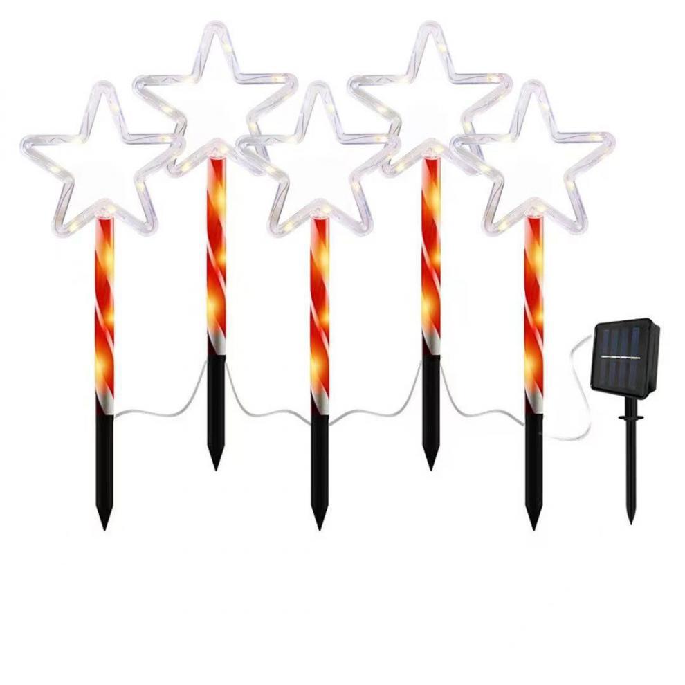 Solar Snowflake & Star Cane LED Garden Light for Outdoor Christmas Decor
