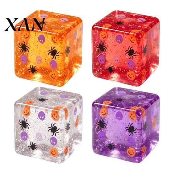 Cube Squeeze Toys Halloween Stress Sensory Toy, Toy with Pumpkin Skull Slow Rebound Spider Pattern, Clear Anxiety Relief Party Favors