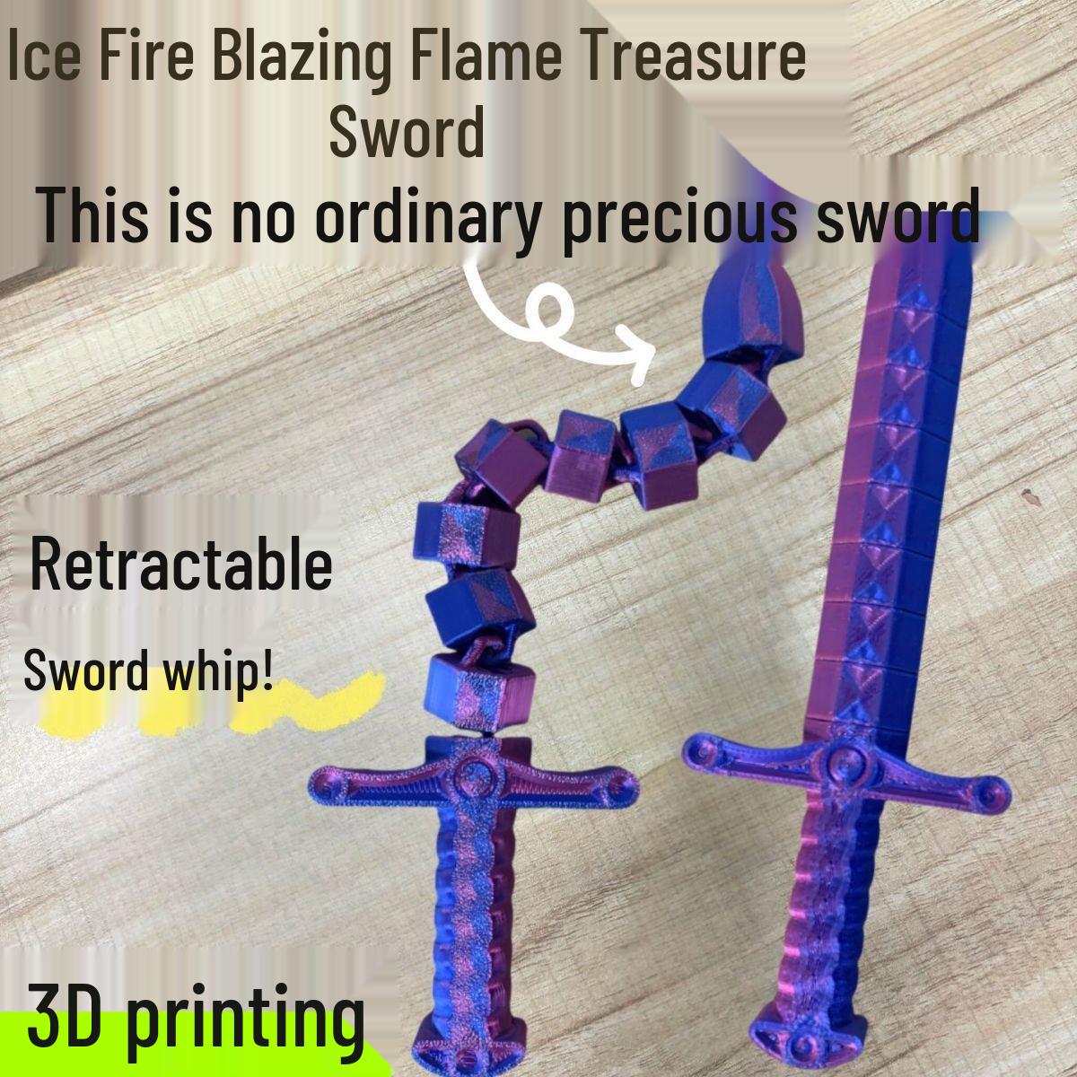 Transformable 3D Printed Sword Whip Toy: Fun, Stress Relief, Educational, Creative Birthday Gift