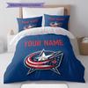 Custom Name,Columbus Blue Jackets Pattern Bedding Home Decoration Birthday Gift ( 1 Duvet Cover + 2 Pillowcase, Without Core),fan Merchandise.