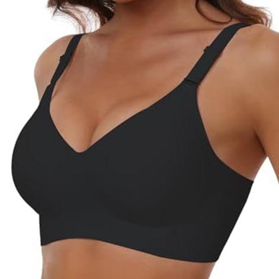 Wireless Push-Up Bra with Jelly Strip Technology Natural Lift Seamless Adjustable Straps Full