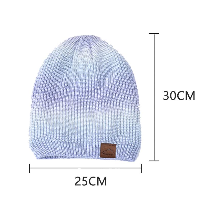 Damen Plüsch Strickmütze Winter Warm Dickes Fleecefutter Beanies Skullies Trendige Farbverlauf Batik Mütze Outdoor Sport Skimütze Outdoor Sportmütze
