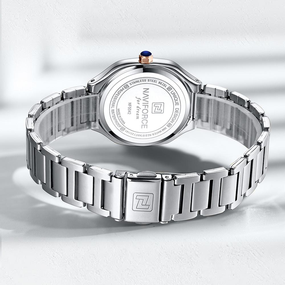 Naviforce Original Watch Women Waterpoof Stainless Steel Square Wristwatch Casual Elegant Ladies Watch Roman Numerals Dial NF5042
