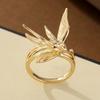 Elegant swallow-shaped copper ring with tiny inlaid artificial gems for women, suitable for dating and daily matching.