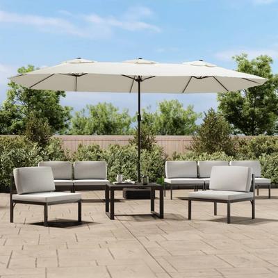Vidaxl Double Garden Umbrella With LED, Sand, 449X245 Cm