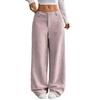 Corduroy Pants For Women Casual Elastic Waist Straight Leg Pants Loose Comfy Trousers With Pockets