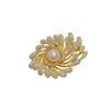 DIY Copper-Plated Gold Zircon Sunflower Brooch with Pearl Corsage Setting