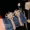 Haute Couture Jewelry, Filigree Point Diamond Butterfly Gemstone Earrings, Rich And Charming, Lace Petal Zircon Necklace Set.