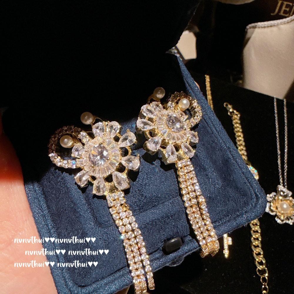 Haute Couture Jewelry, Filigree Point Diamond Butterfly Gemstone Earrings, Rich And Charming, Lace Petal Zircon Necklace Set.