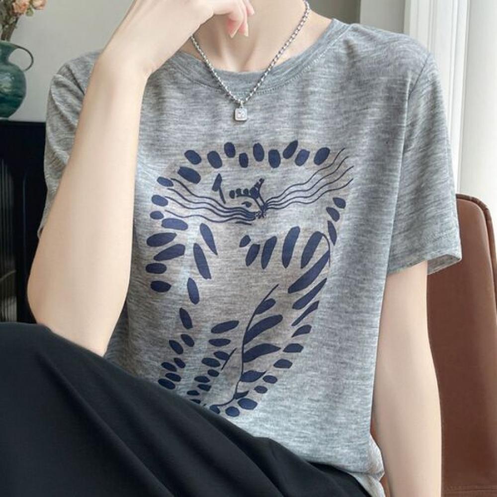 Navava Women PrinTing Loose FiT Round Neck ShorT Sleeve T shirT nT3294