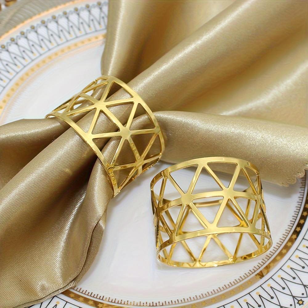 

High Grade Shiny Hollow Triangle Napkin Rings Napkin Clasps Are Suitable for Catering, Anniversary, Wedding, Birthday, Valentine s Day Gift золотой