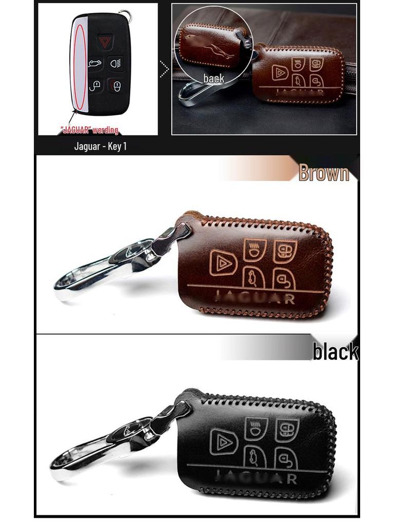 Jaguar XEL/XFL/XJ/F-PACE/E-PACE Key Fob Cowhide Case