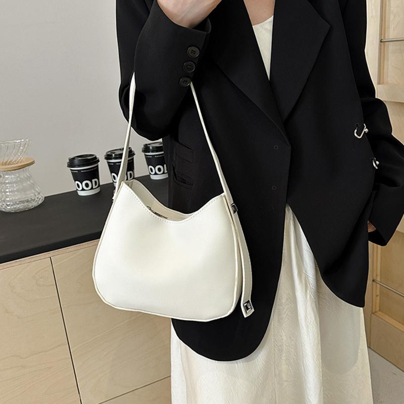 Winter Minimalist Trend With Lock Texture Large Capacity Women's Underarm Shoulder Bag PU Leather Hobo Crossbody Bag