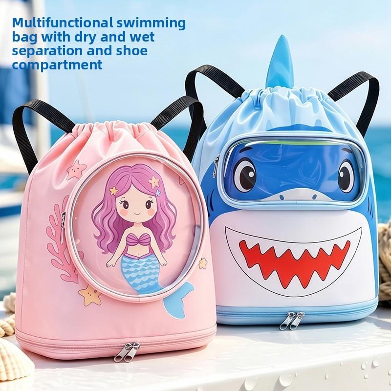 Borsa Impermeabile per Bambini a Cartoni Animati per Nuoto con Separazione Bagnato/Asciutto e Scomparto per Scarpe per Spiaggia e Viaggio