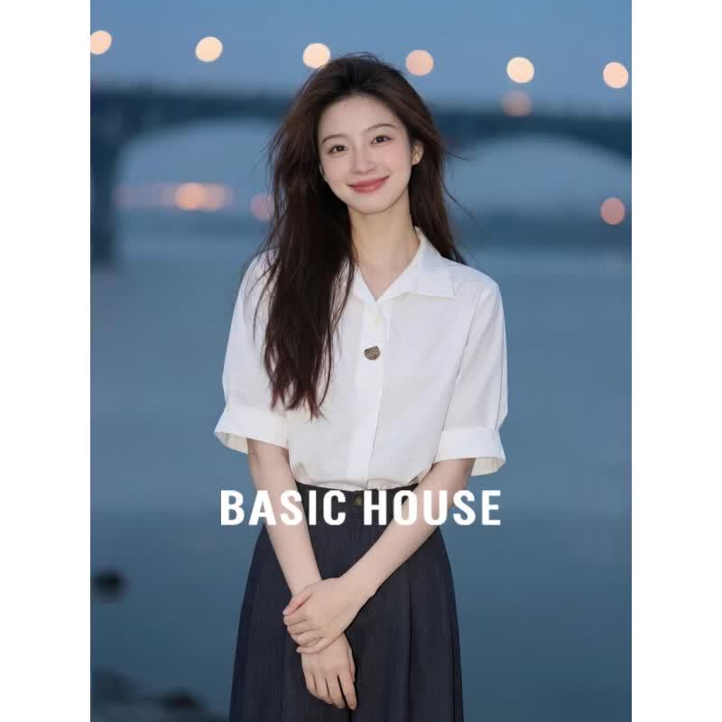 Basic House Polo Collar Short Sleeve Shirt S