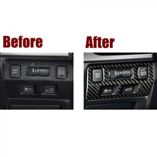 Real Carbon Fiber Head Light Switch Cover Trim For Subaru WRX 2015-