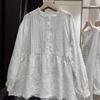 1116 Spring New Women's Crew Neck Japanese Cotton Shirt Loose Shirt Top Mori Women's Age Reduction Embroidered Cardigan