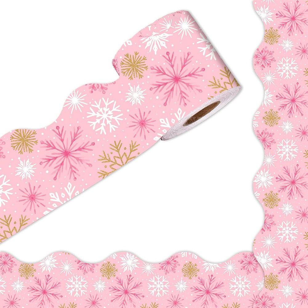 Christmas Candy Border Decorative Sticker Self-Adhesive Christmas Tree Poster Border Stickers Winter Snowflake Christmas Bells